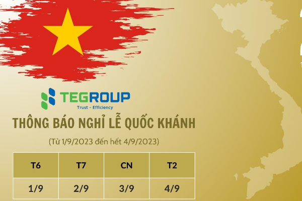 TEGroup thông báo lịch nghỉ lễ Quốc khánh 2/9/2023